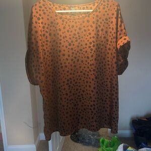 Brown blouse with black dots